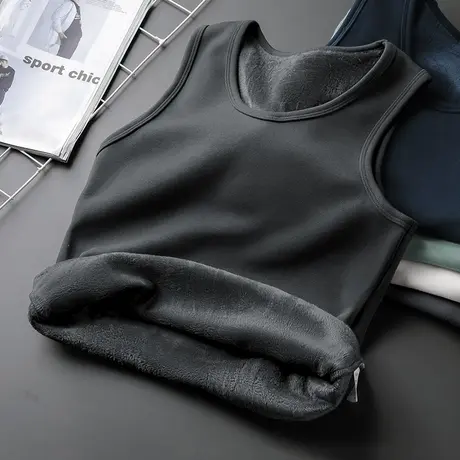 背心男秋冬季内穿保暖加绒加厚运动坎肩无袖t恤打底马甲健身跨栏商品大图