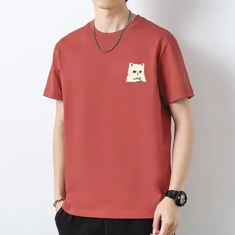 重磅纯棉短袖t恤男装潮牌印花夏季液氨长绒棉全棉半袖圆领上衣服商品大图