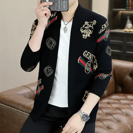 春秋薄款外套2023秋冬季开衫针织羊毛衫宽松潮流休闲外穿毛衣男士商品大图