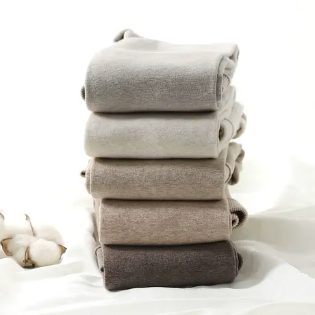 日系棉打底裤女外穿薄款加绒秋冬连脚加厚纯色连裤袜燕麦白奶咖色图片