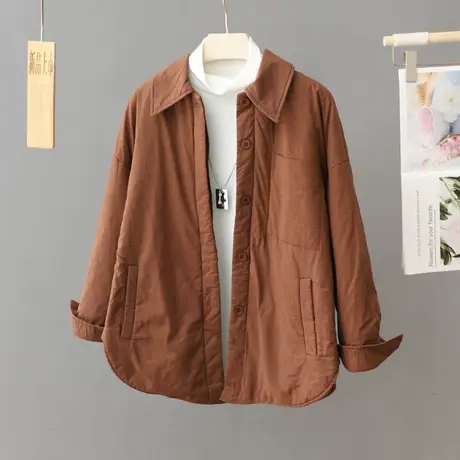轻薄棉衣棉服女秋冬季2024年新款爆款休闲宽松韩版夹棉衬衫外套潮图片