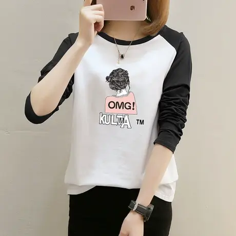 纯棉长袖t恤女春夏装2022年新款百搭女士宽松内搭打底衫学生上衣图片