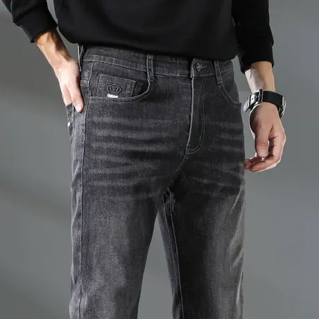 男士秋季高端水洗宽松直筒男裤子春秋款美式商务休闲牛仔长裤秋天图片