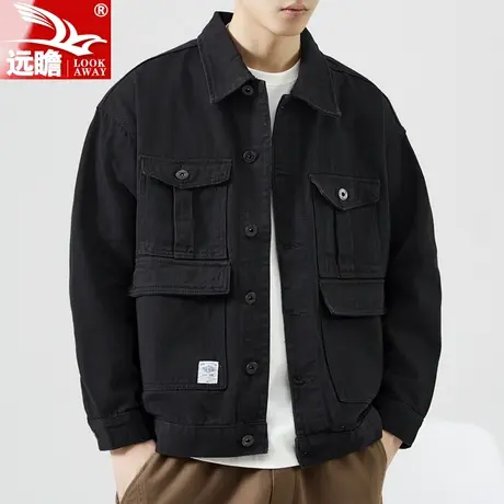 牛仔外套男士春秋季潮牌宽松工装夹克男2023新款百搭休闲上衣男款商品大图