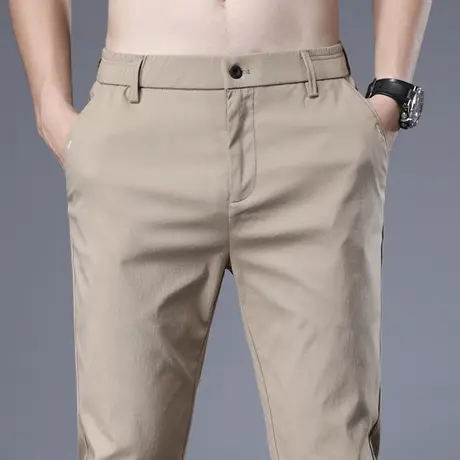 冰丝休闲裤男裤子夏季超薄款冰丝速干透气夏天夏装夏裤空调卡其色商品大图