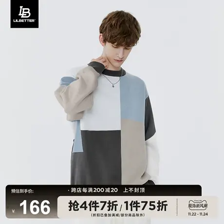 Lilbetter针织衫男秋季新款男士潮流圆领宽松时尚美式高级毛衣男商品大图