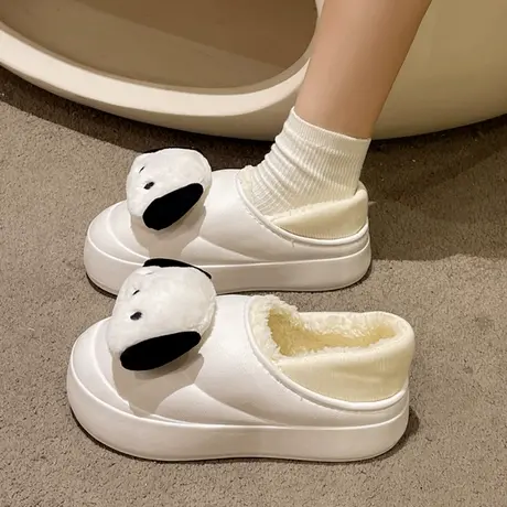 2023新款厚底棉拖鞋女冬季包跟外穿可爱防水加绒保暖室内居家棉鞋商品大图