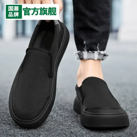 帆布男鞋冬季秋冬百搭男士休闲老北京布鞋一脚蹬板鞋工作劳保潮鞋商品大图