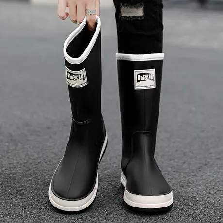 雨鞋男款冬季厨房工作劳保胶鞋钓鱼防水防滑水鞋外卖专用高筒雨靴商品大图