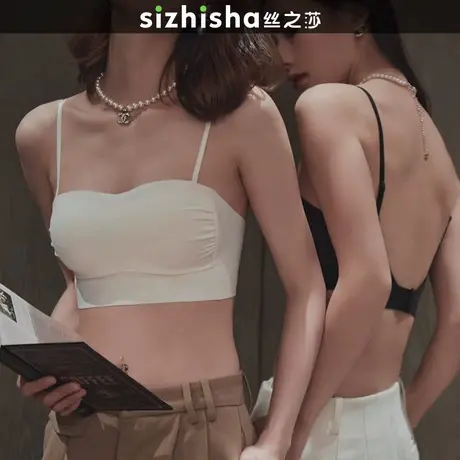 抹胸内衣女大胸显小薄款防走光纯欲无肩带大U背吊带大码文胸裹胸商品大图