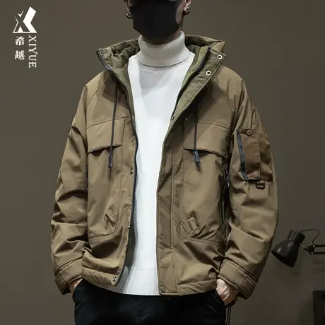 希越户外工装冲锋衣外套男冬季新款宽松大码男士加棉加厚保暖棉衣商品大图