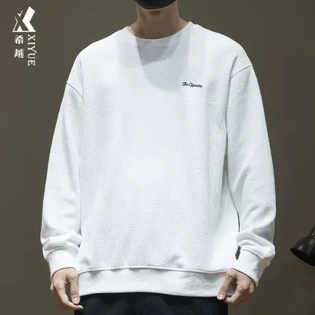 希越美式奥粒绒卫衣男春季宽松大码加绒加厚上衣百搭男士圆领外套商品大图