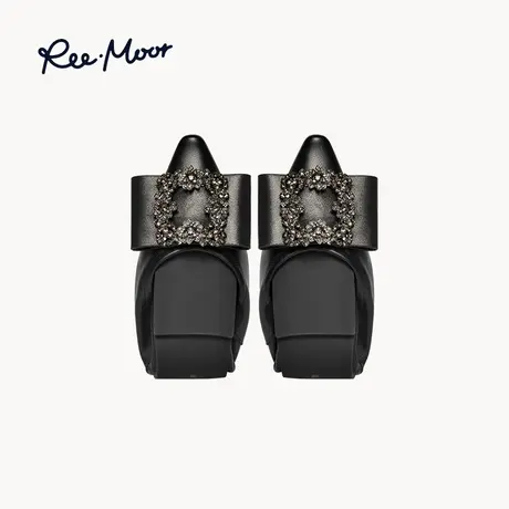 REEMOOR睿慕2024年春新款水钻方扣鞋子尖头浅口女鞋低帮蛋卷鞋商品大图