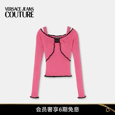 【季末优惠】VERSACE JEANS COUTURE 女士V-Emblem罗纹针织套头衫图片