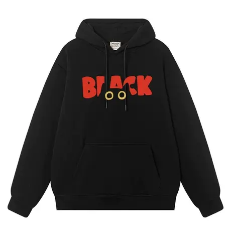 秀洛black猫潮流秋冬新款连帽套头卫衣情侣帽衫外套加绒加厚外衣商品大图