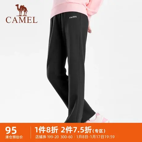 骆驼运动裤女士2024春季加绒长裤男跑步加厚保暖宽松休闲直筒裤子商品大图