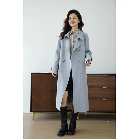 嘉茱莉2025春季新款西装风衣外套女高级感风衣大衣翻领外套长款图片