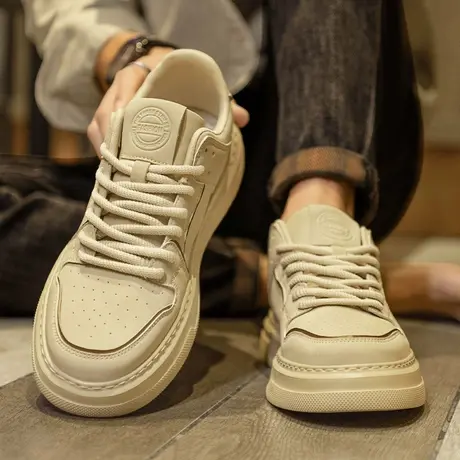 男鞋2024新款韩版潮流休闲运动高级感百搭皮面板鞋春秋季男士潮鞋商品大图