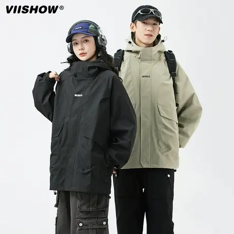 VIISHOW连帽夹克男2024年春季宽松户外运动休闲山系潮牌冲锋上衣商品大图