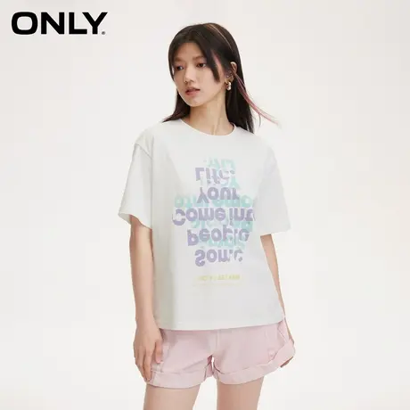 ONLY奥莱春季新款时尚百搭字母胶印宽松落肩圆领T恤女商品大图