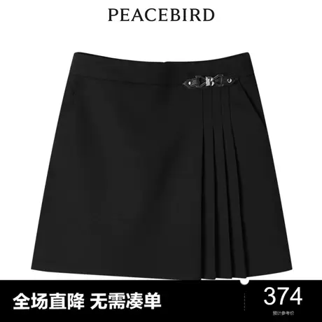 【商场同款】太平鸟女装2023冬季新款时尚不规则百褶裙A1GED4379图片