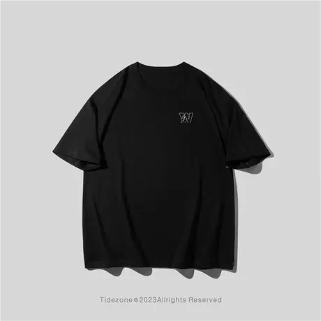 Ohlyah夏季原创字母W涂鸦印花短袖男潮牌情侣美式高街半袖学生t恤商品大图