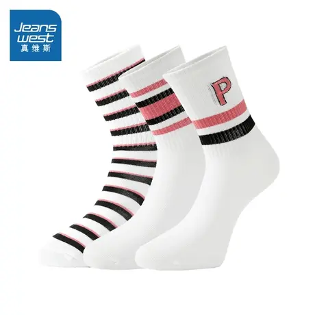 KB真维斯女装中筒袜2023冬季新款女式时尚简约拼色微弹中筒袜商品大图