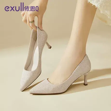 exull/依思Q2024年春秋季新款伴娘女鞋仙女风酒杯跟时尚女高跟鞋商品大图
