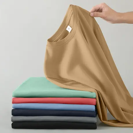 重磅纯棉长袖t恤男秋季2023新款潮流宽松内搭打底衫纯色全棉体恤商品大图