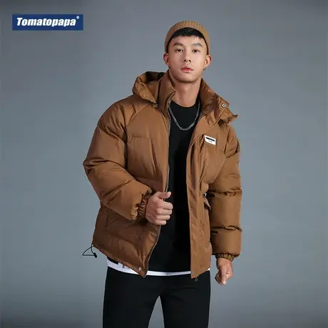 TOMATOPAPA秋冬原创美式复古厚款棉服男士连帽可拆卸外套保暖棉衣图片
