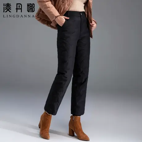 中老年羽绒裤女外穿高腰加厚直筒裤冬季白鸭绒阔腿裤中年妈妈棉裤商品大图