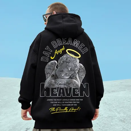 国潮街头hiphop潮流潮牌连帽卫衣男oversize宽松加绒加厚外套衫潮商品大图