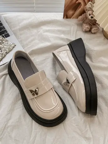 英伦风厚底小皮鞋女2023新款夏季百搭单鞋复古乐福鞋日系jk学院风商品大图