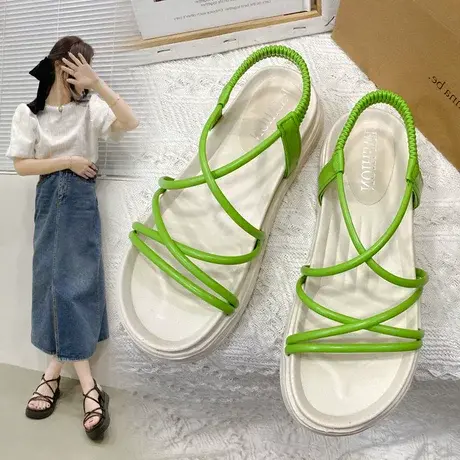 时尚细带组合罗马凉鞋女夏仙女风新款高级感时装中跟凉鞋ins软底商品大图