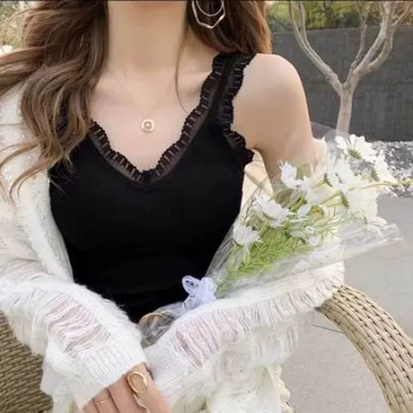蕾丝吊带美背心女性感裹胸内搭外穿带胸垫聚拢文胸打底衫背心抹胸图片