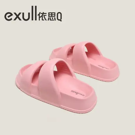 exull/依思Q拖鞋女新款夏季踩屎感外穿厚底平跟一字拖沙滩EVA凉拖商品大图
