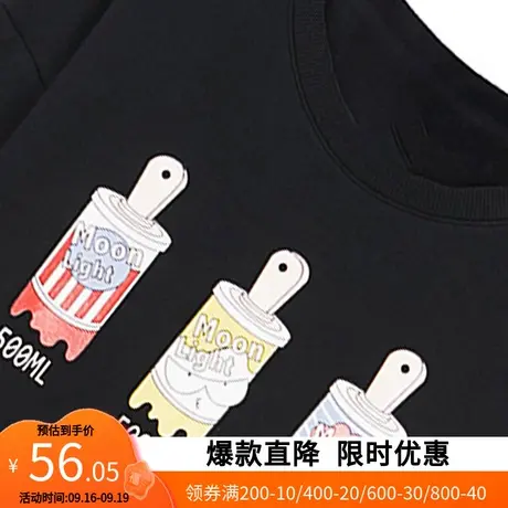 【断码M】艾格春季女装时尚宽松个性印花卡通圆领卫衣针织衫Y22商品大图