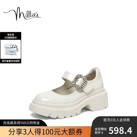 millie's妙丽2023春季新款时尚百搭学院风玛丽珍厚底小皮鞋女单鞋图片