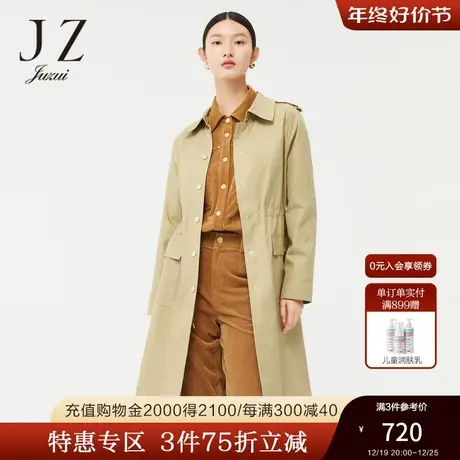 JZ玖姿官方奥莱年春西装领风衣通勤长袖直筒大衣商品大图