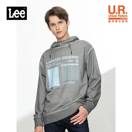Lee商场同款21秋冬新品舒适版灰色男连帽卫衣潮LMT001188CST-007图片