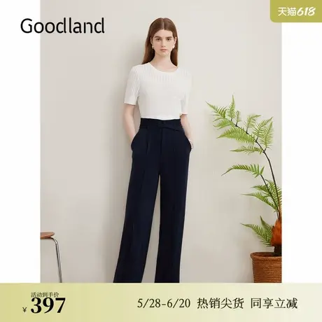 Goodland美地夏季冰麻纱毛针织衫肌理感上衣图片