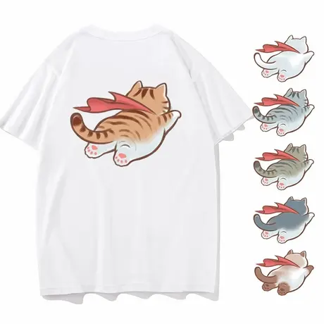 秀洛super cat飞天英雄小猫打底衫衣服情侣装半袖休闲圆领短袖T恤商品大图