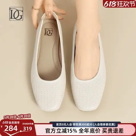 【羊皮】浅口方头单鞋女夏季平底鞋子2025新款正装皮鞋软面妈妈鞋图片
