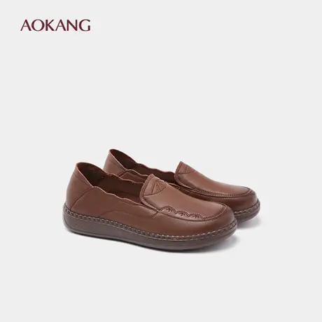 奥康 女鞋2025春秋新款真皮妈妈鞋软底防滑一脚蹬舒适平底单鞋女图片