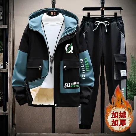 12套装13夹克加绒加厚外套潮流帅气男孩初中学生15大童岁青少年16商品大图