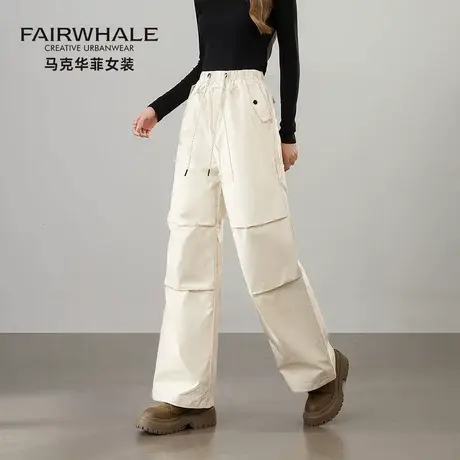 马克华菲冬季户外羽绒裤女2025新款白鸭绒防风保暖显瘦直筒工装裤图片