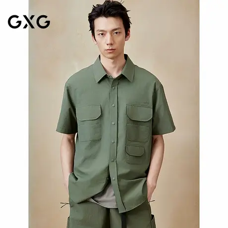 GXG男装 户外口袋工装衬衫通勤短袖薄外套25年夏季新品G25X232018图片