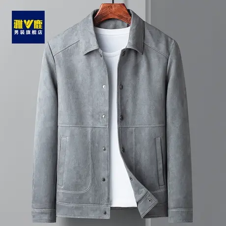 雅鹿夹克男麂皮绒触感明线复古上衣宽松百搭韩版潮流工装休闲外套商品大图