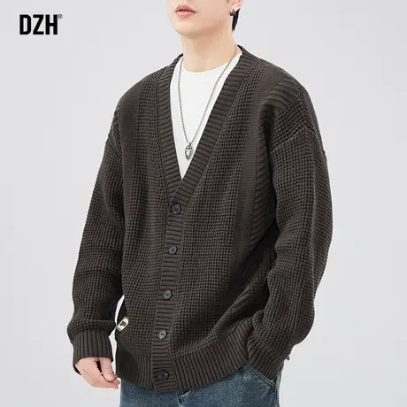 男士V领毛衣男款秋季开衫男针织衫2023新款男生外套针织毛线褂子图片