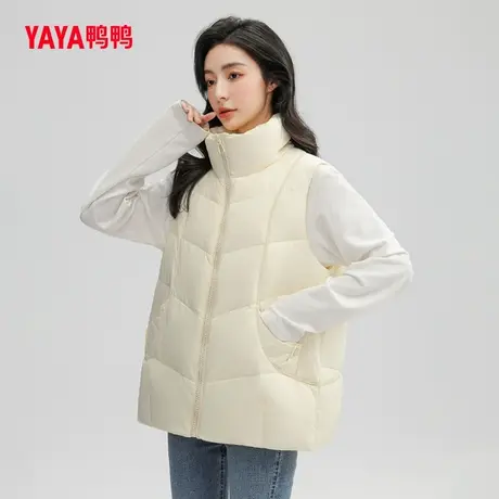鸭鸭羽绒马甲女2023年冬季新品保暖立领短款时尚茧型显瘦上衣J图片